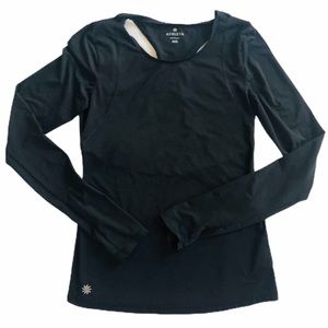 Athleta Athleisure Athletic black open racer back long sleeve top size XXS